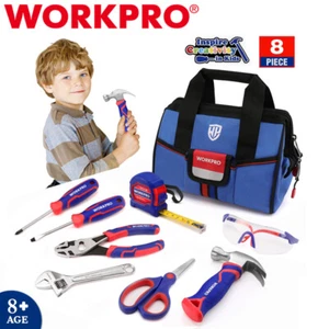 WORKPRO 9Piece Ensemble d'outils pour les enfants et les enfants DIY Bâtiment Bleu