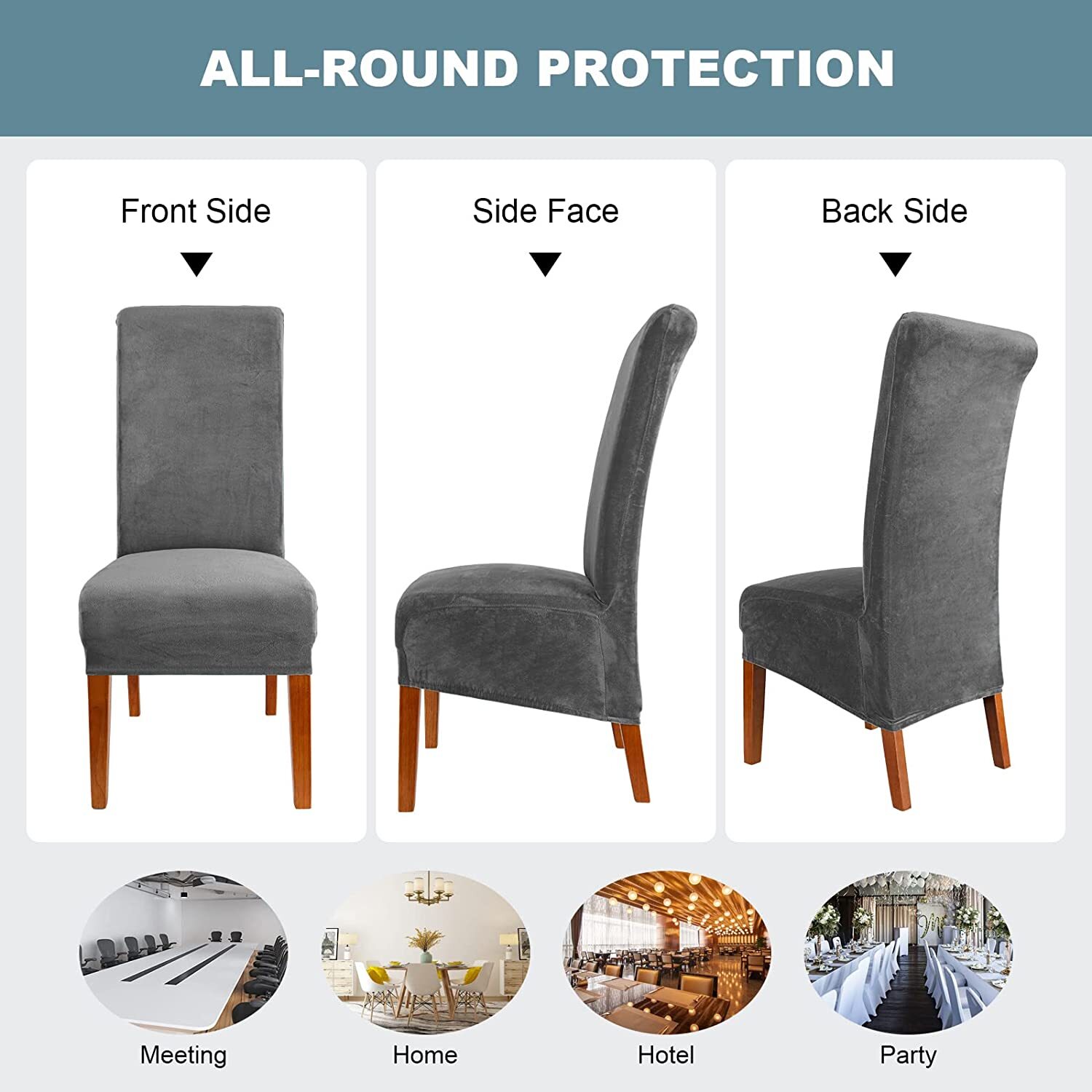 High Back Dining Chair Covers Velvet Slipcover Wedding Banquet Plush