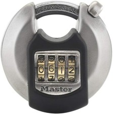 MASTER LOCK Heavy Duty Disc Padlock Combination Stainless Steel Outdoor M4
