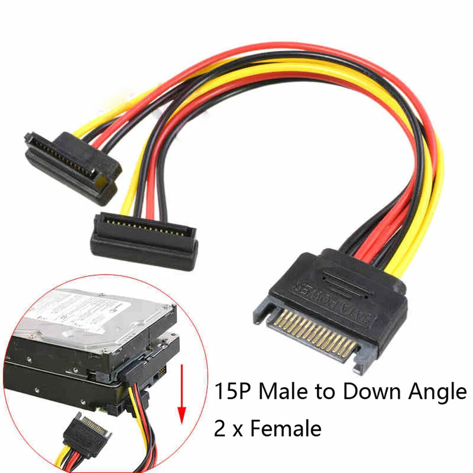 SATA Kabel Adapter Stromkabel 15-Pin auf 2x 4-Pin SATA zu IDE SATA PC 20cm/25cm - Bild 3 von 4