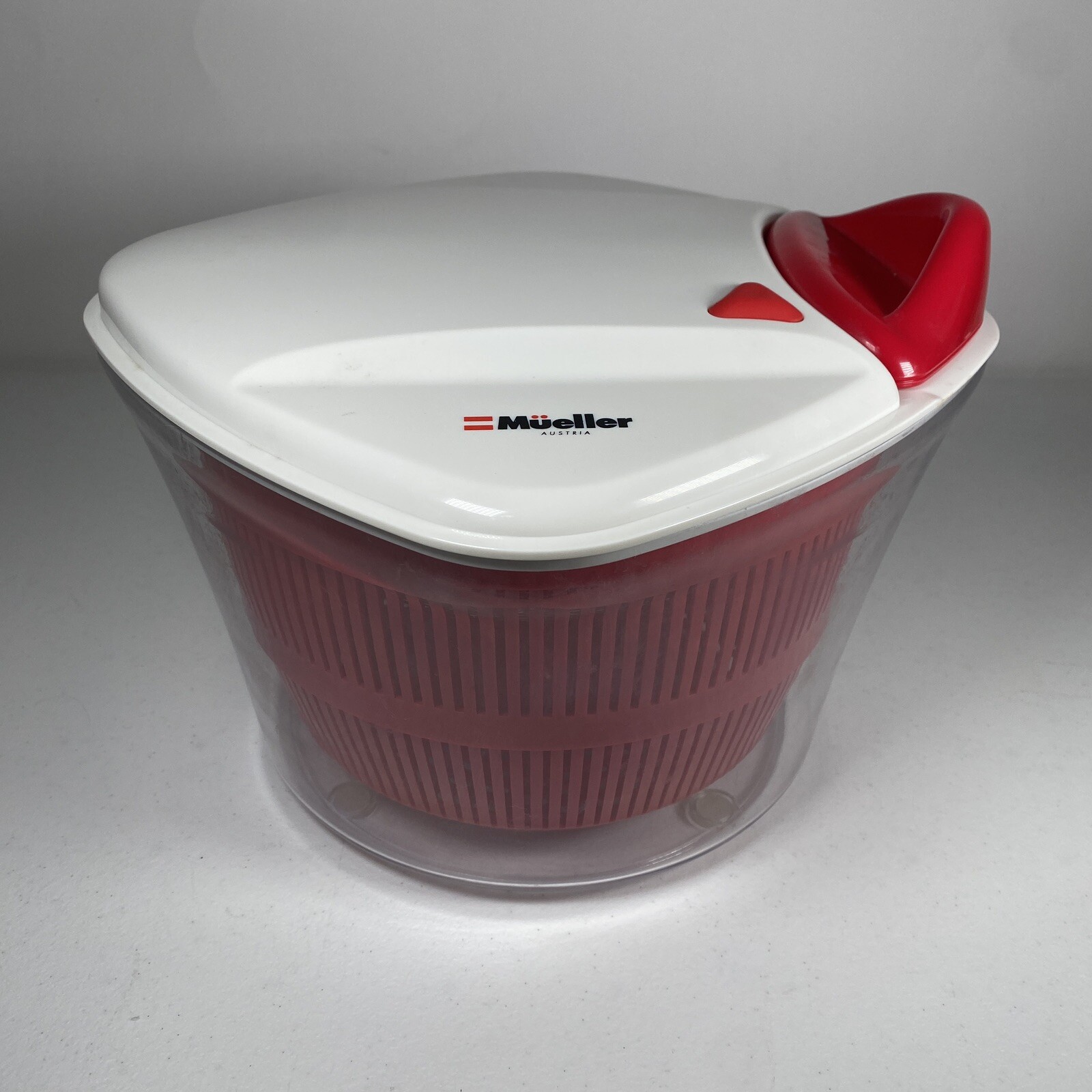 MUELLER Pro Salad Spinner with Pull Cord for Efficient Vegetable Washing in Austria Red White-image