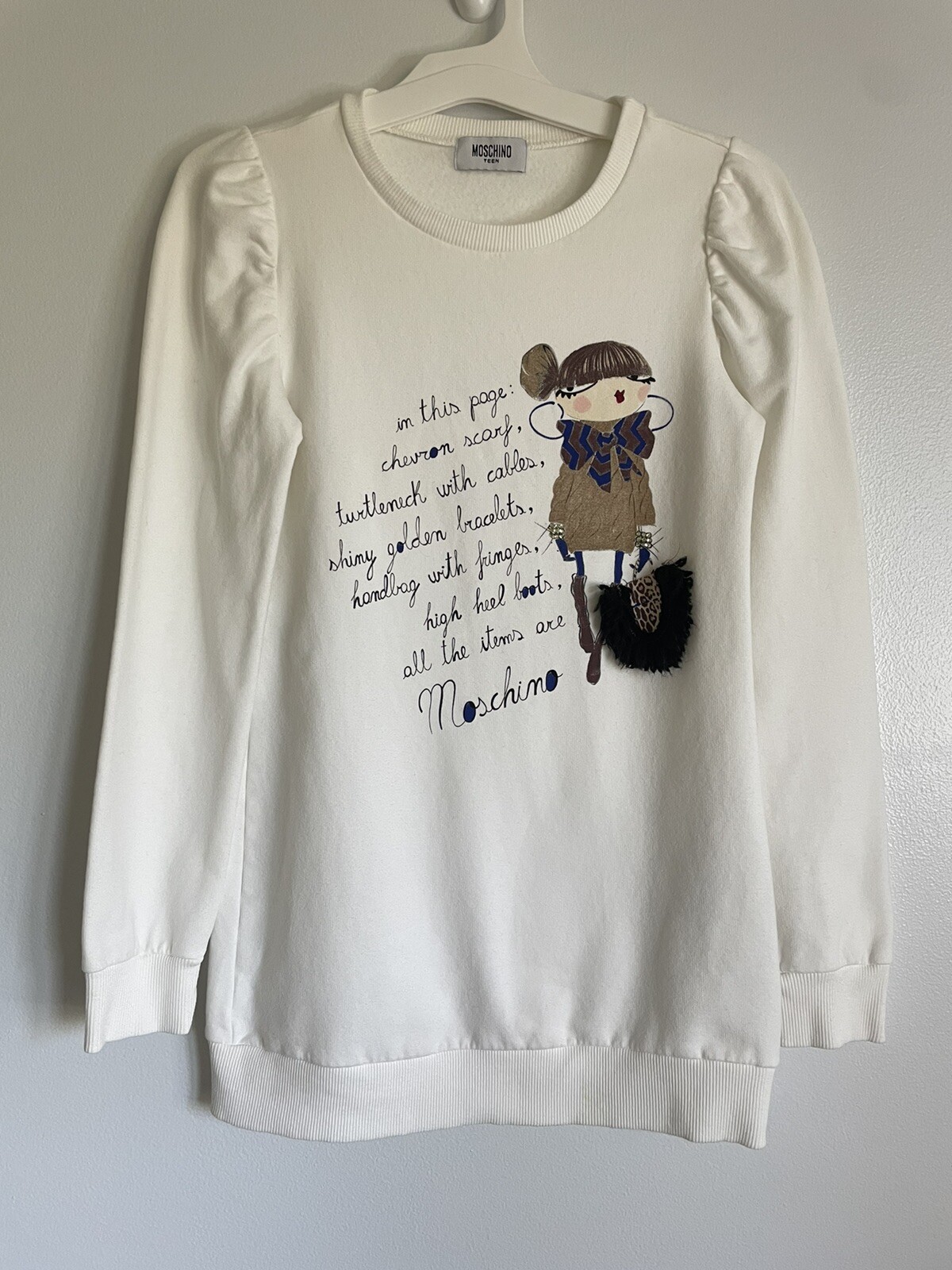 Moschino Teen Girl Ivory Crew Neck 