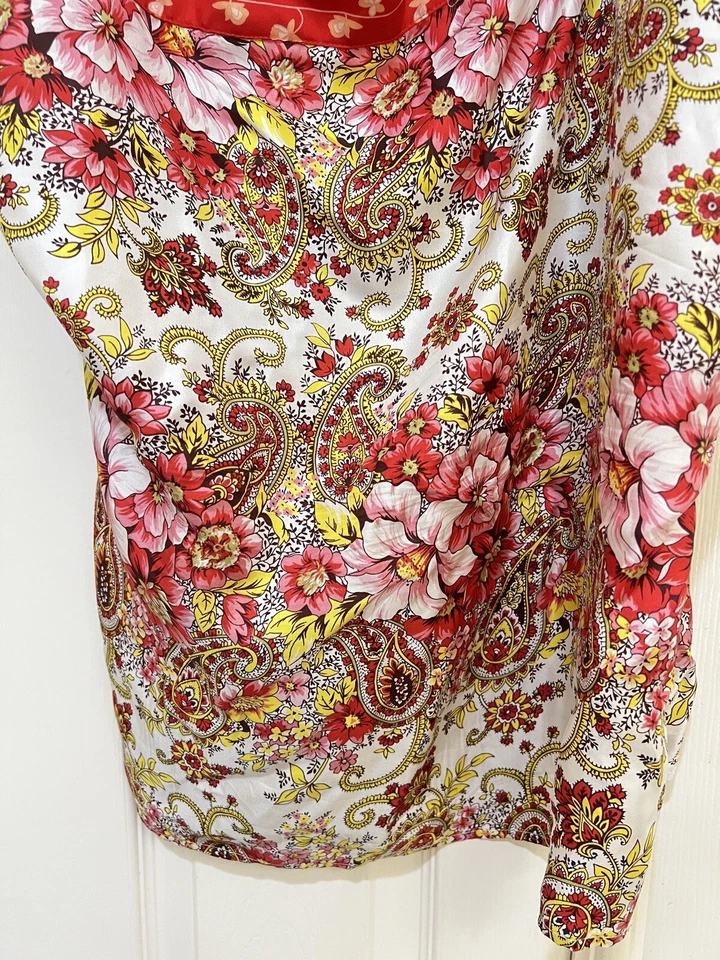 Old Navy Perfect Fit Red Floral silk Camisole Tank Top  Side Zipper Lingerie XXL - Изображение 4 из 4