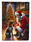German Wirehaired Pointer Moments With Santa Flag