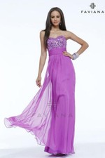 Faviana Prom Dress Formal Evening Gown 7364 Purple Orchid Size 4