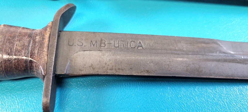 Cuchillo de daga de combate M3 UTICA militar de Estados Unidos de la Segunda Guerra Mundial + vaina USM8A1 C12 Foto 3 de 4