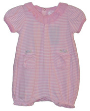 CHAPS Girl’s Size 3 Months Pink Striped Short Sleeves Snap Crotch Bodysuit