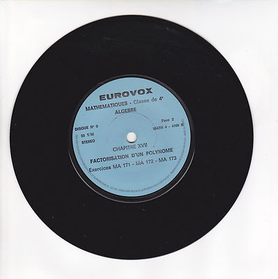 EUROVOX Vinyl 33 U/min 17 cm MATHEMATIQUES ALGEBRE - EQUATIONS STEREO Selten RAR