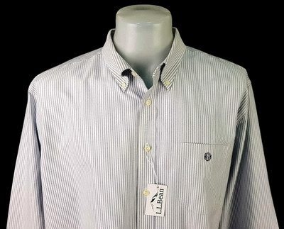LL BEAN Herren blau L/S ABENDKLEID OXFORD HEMD FALTENFREI - 2XL - 56'' - £69