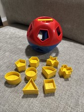 Vintage Tupperware Shape O Ball Shape Sorter Red Blue VTG Toy 9 Shapes