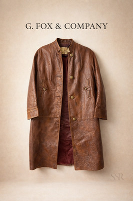 Vintage G Fox & Company Brown Leather Coat Mid Length Classic Retro Jacket