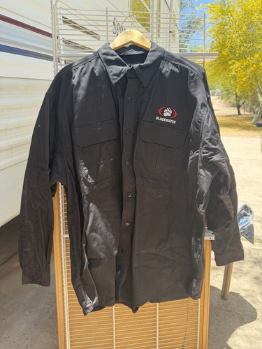 Blackwater Black Long Sleeve Button-Up Work Shirt, Chest Pockets, Logo