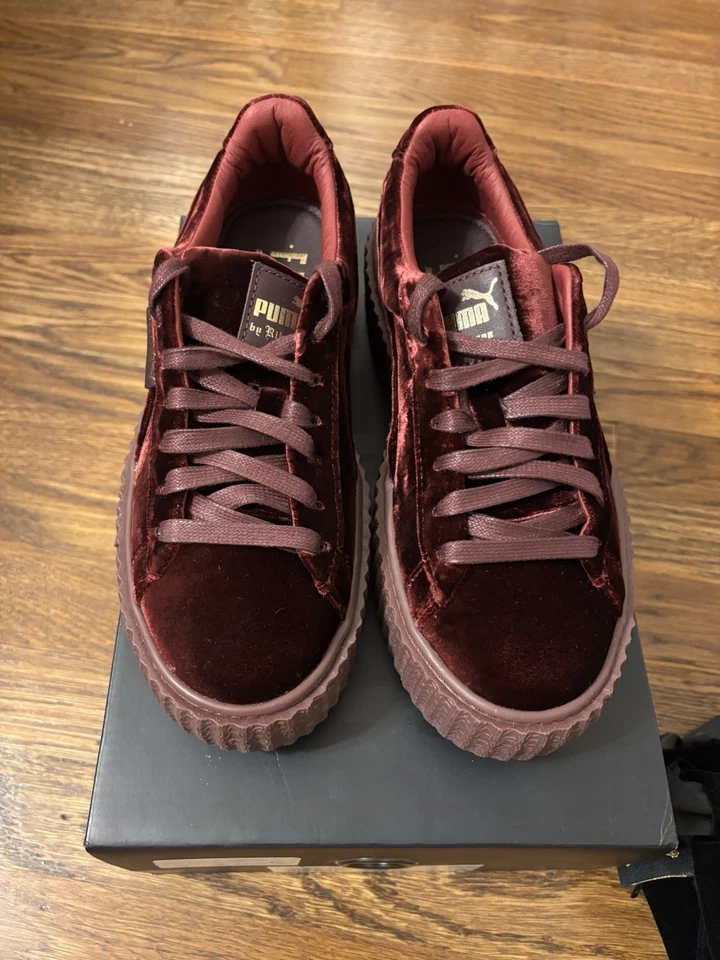 Puma Rihanna Fenty Creepers Terciopelo Real Con Cordones Borgoña Para Mujer Talla US 7 Foto 3 de 4