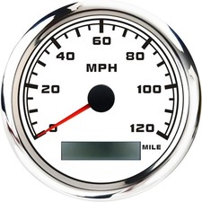 85mm3-38gps Speedometer Digital Odometer 120 Mph Waterproof White Dial Red Led