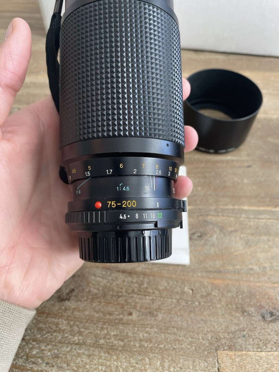 Minolta MD Zoom 75-200mm f/4.5 Japan With Hood Caps + Book NICE