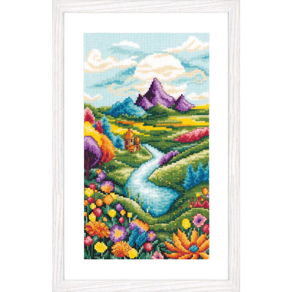 Vervaco counted cross stitch kit ""River Landscape"", 16x28cm