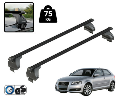 Nordrive Dachträger Querträger für Audi A3 3P 3 Türen 2003-2012 Stahl Schwarz