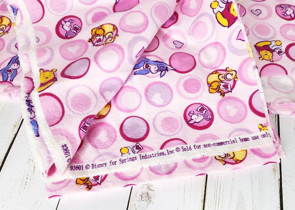 Disney Pink Flannel Fabric Winnie The Pooh Piglet Pink Two Pieces-1 Yard Each - Image 4 of 4