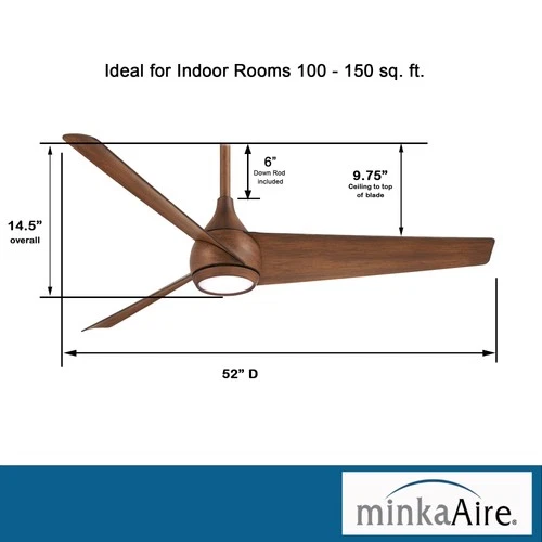 Minka Aire Twist 52" Ceiling Fan - Distressed Koa 3-Blade Remote Control - Picture 3 of 5