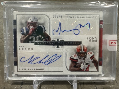 2018 National Treasures Nick Chubb Sony Michel Dual Auto /49