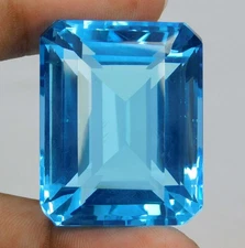 Certified 130.85 Ct Natural Blue Aquamarine Emerald Cut Brazil Rare Gemstone