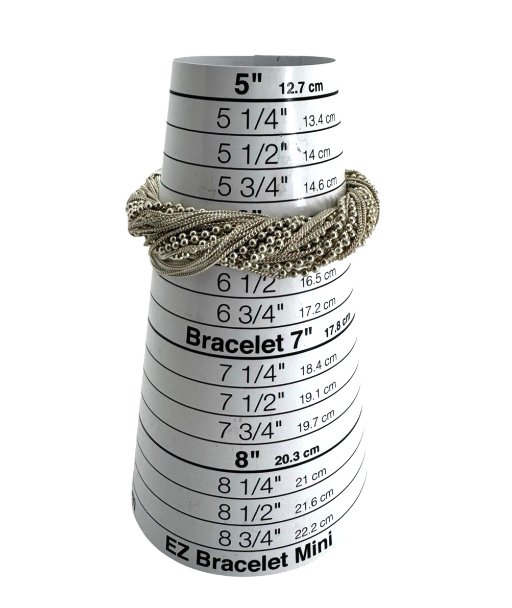 Solid Sterling Silver Multi Strand Beaded Bracele… - image 5