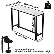 120cm Bar Table Sintered Stone Industrial Pub Dining Height Table Bistro Table