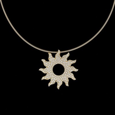 Diamond pendant Niessing chain 3.97 ct. 750 Gold Deta Jewellery Great Price