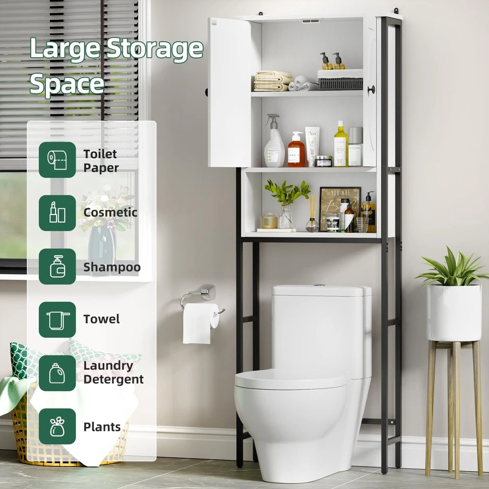 Armario de almacenamiento sobre el inodoro, organizadores de baño de gabinete de inodoro de granja... Foto 4 de 4