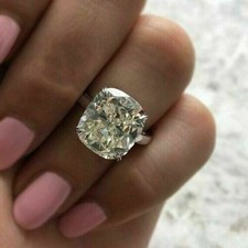Cushion Cut 4.50Ct Huge Diamond 14k White Gold Finish Engagement Ring Size 9.5