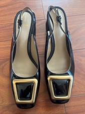 Sam Edelman Women's Tanessa Slingback BlackPumps Shoes In Patent Leather Size 10
