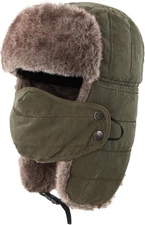 Connectyle Men's Trooper Trapper Hat Warm Winter Hats with Removable Face Mask