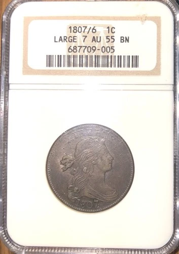 1807/6 (Large 7) Draped Bust Large Cent NGC AU 55 (Sheldon Variety S-273)