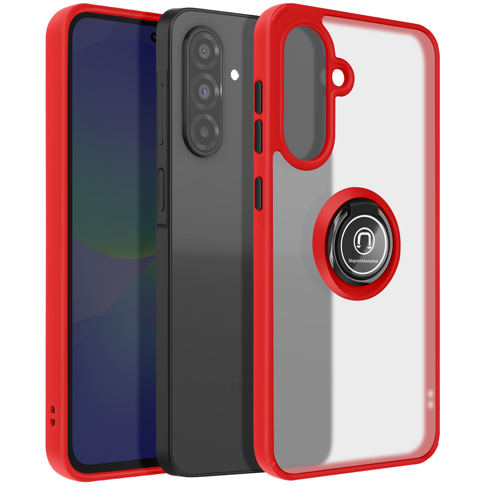 Coque Galaxy A36 antichoc rouge pour éviter les chutes avec son anneau