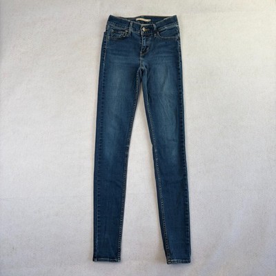 Levi's 710 Jeans W25 L32 blau Super Skinny Stretch Denim Damen dunkle Waschung