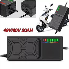 48V/60V 20AH Electric Vehicle Fast Battery Charger Adapter Flashing Light Black-