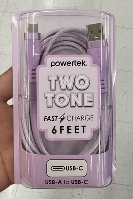 #ad #ad Powertek Two Tone Fast Charge 6ft USB A to USB C Sync amp; Charge Cable Purple $10.50