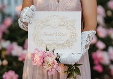 Elegant Personalized Wedding Guest Book Foil Pressed Hardcover Photo Album