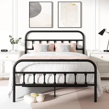 Full Platform Bed Frame with Headboard, Metal Full Size Bed Frame for Adults ...