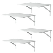 Deep Floating Wall Shelves - 4 Sets of 12 Inch Wide White Wood Shelves for Ba