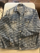 AUTH BALENCIAGA Unifit AllOver Logo OverSize Double BB Monogram Jean JACKET M-Xl