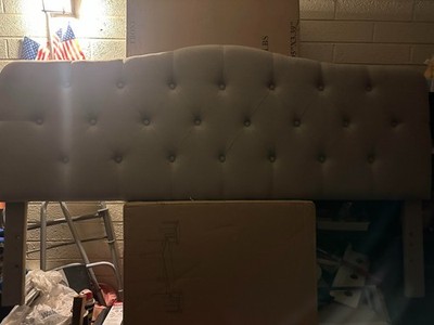tufted grey queen bed head boad only