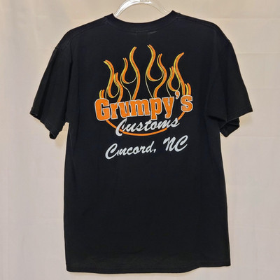 Grump's Customs Concord NC Black Double Sided Graphic Short Sleeve T Shirt Sz M 