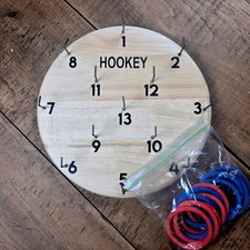 Hookey Wooden Ring Toss Game Set Wall Mount 12 Inch