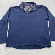 Robert Graham Mens 2XL Pullover Long Sleeve Shirt Blue Quarter Zip