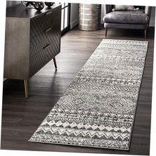  Transitional Tribal Becky Runner Rug, 2' 6" x 6', Dark Grey 
