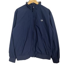 Fred Perry Brentham Jacket Men's Large Navy Blue Harrington Bomber Retro Casual