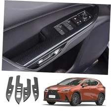 Car Accessories Inner Window Lift Door Lock Switch Control Carbon Fiber Style