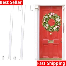 12" Clear Wreath Hangers, 2 Pack Non Scratch Over The Door Hooks, Welcome Sig...