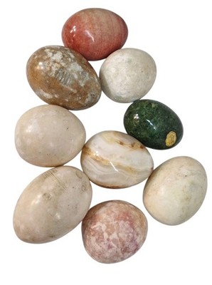 9 Stone Quartz Granite Marble Albaster Eggs Polished Stones